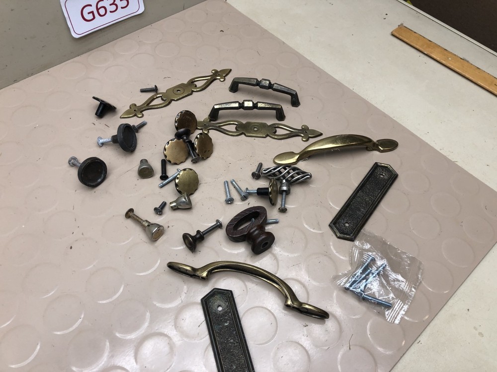 Lot 2 Vintage Hardware Drop Pull Drawer Dresser Pulls Knobs Backplates