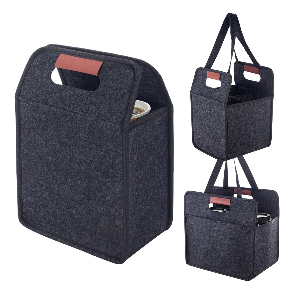Foldable Drink Carrier with Adjustable Compartments for Coffee, Bottles & Cans