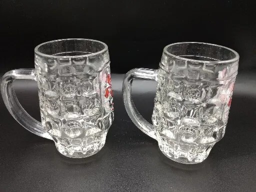 Vtg 2 Becks Dimpled Beer Mug Product Of Germany 0.25 L Made In Italy 4.5" Tall