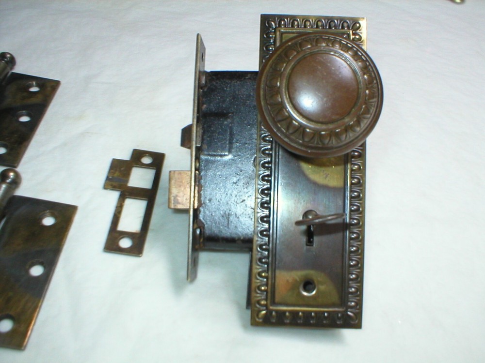 Antique Victorian Era Door Hardware with Hinges