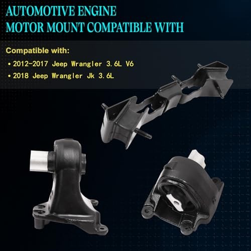 3PCS,Engine Motor Mount & Trans Mount Compatible 2012-2017 Wrangler for Jeep