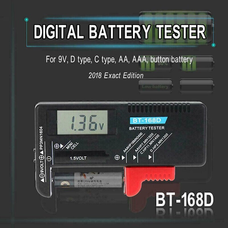 Universal BT-168D Digital Battery Tester Checker for AA AAA C D 9V Button Cell
