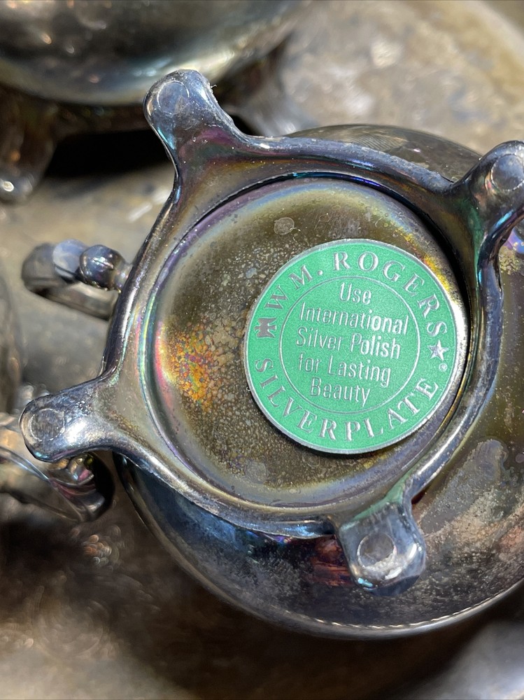 WM Rogers Silverplate POLISHED Coffee/Tea Service Set Pot/Creamer/Sugar/Tray