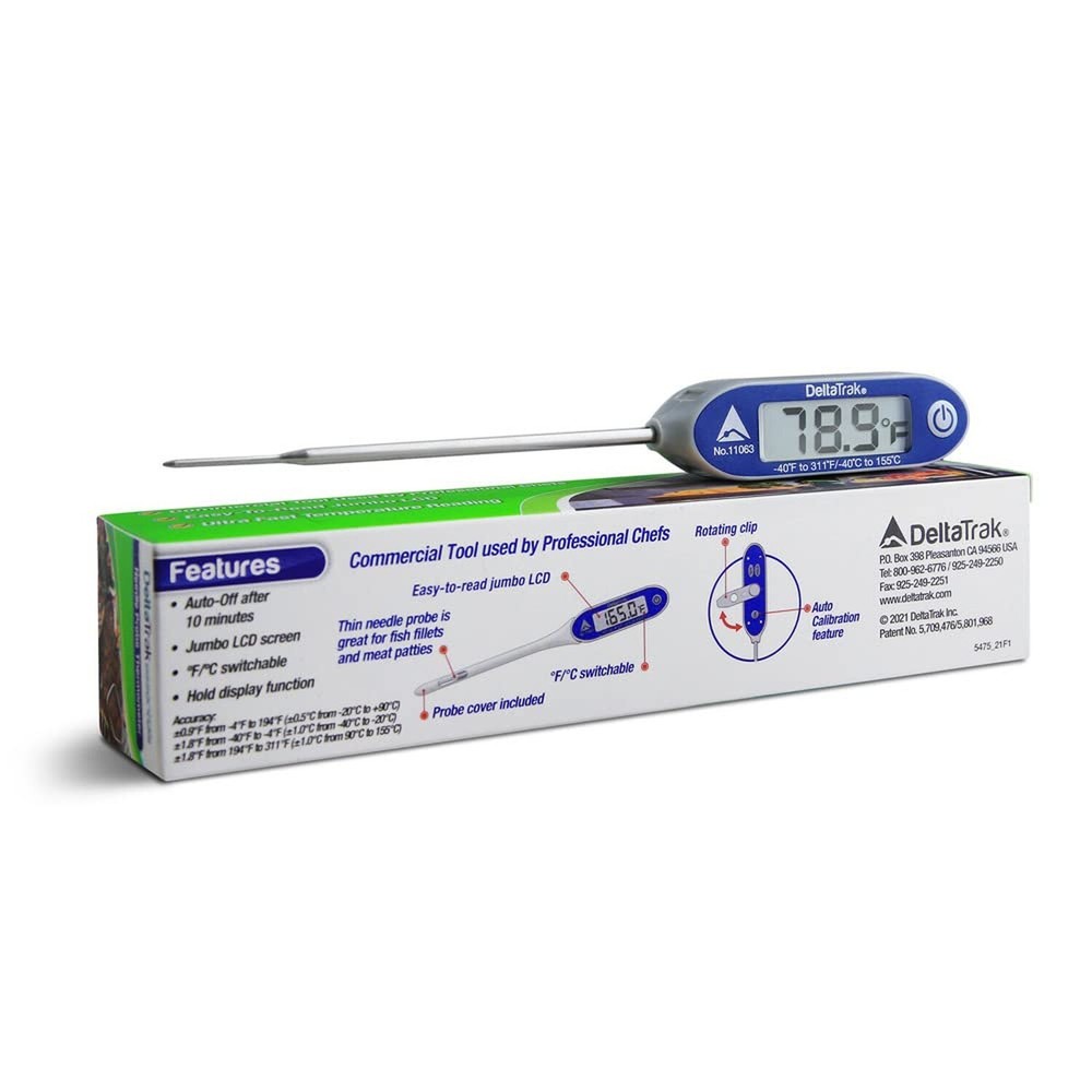 DeltaTrakessentials 11063 FlashCheck Jumbo Display Auto-Cal Needle Probe Ther...