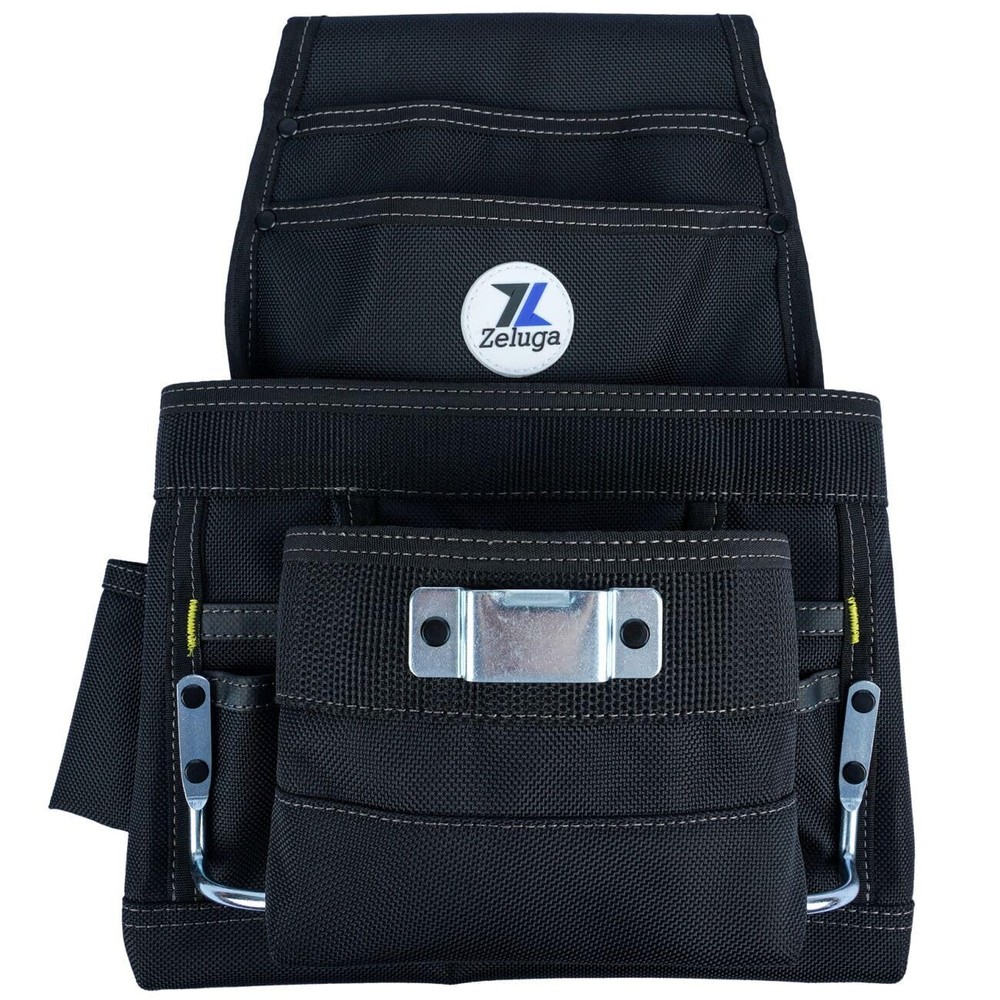 20-215 10 Pocket Extra Large Capacity Polyester Nail and Tool Pouch Black