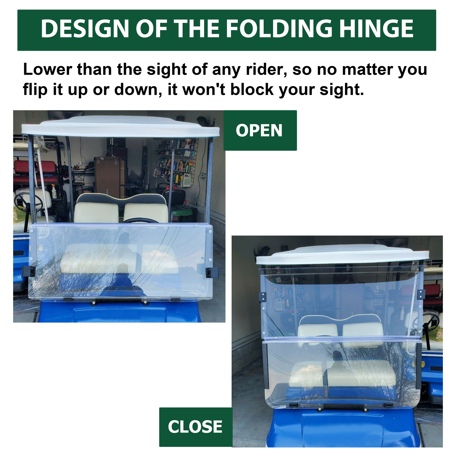 Clear Folding Windshield For 1995-2003 Yamaha G14 G16 G19 Golf Cart Part PC