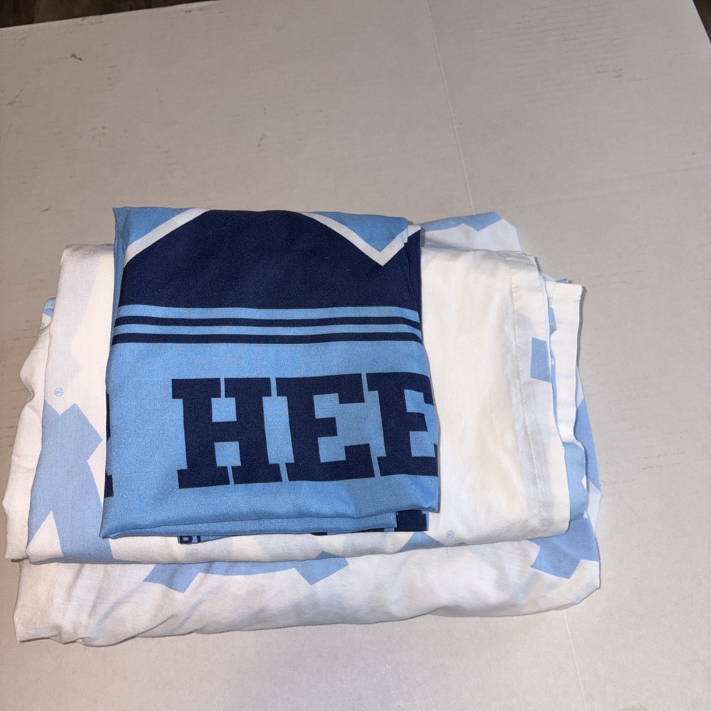 UNC Tar Heels 3 Piece Twin Set Pillowcase, Flat Sheet, Fitted Sheet Licensed