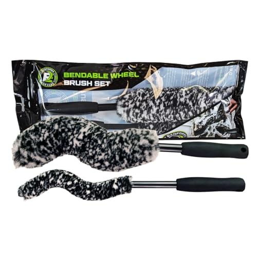 Bendable Brush Set - Unique Adjustable 2-Piece Wheel Brush Set Cleans Black