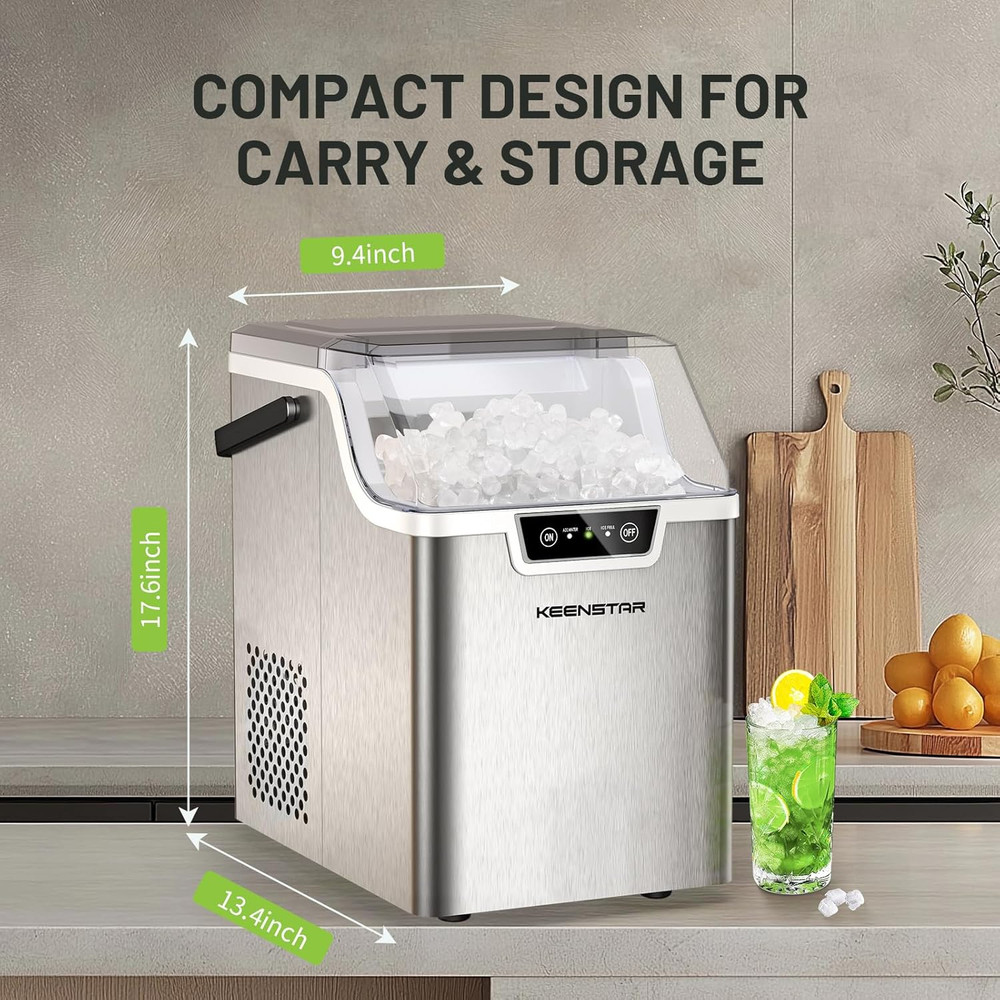 Nugget Ice Maker - 40Lbs/Day, Soft Chewable Ice, 5 Min Ready, Self-Cleaning
