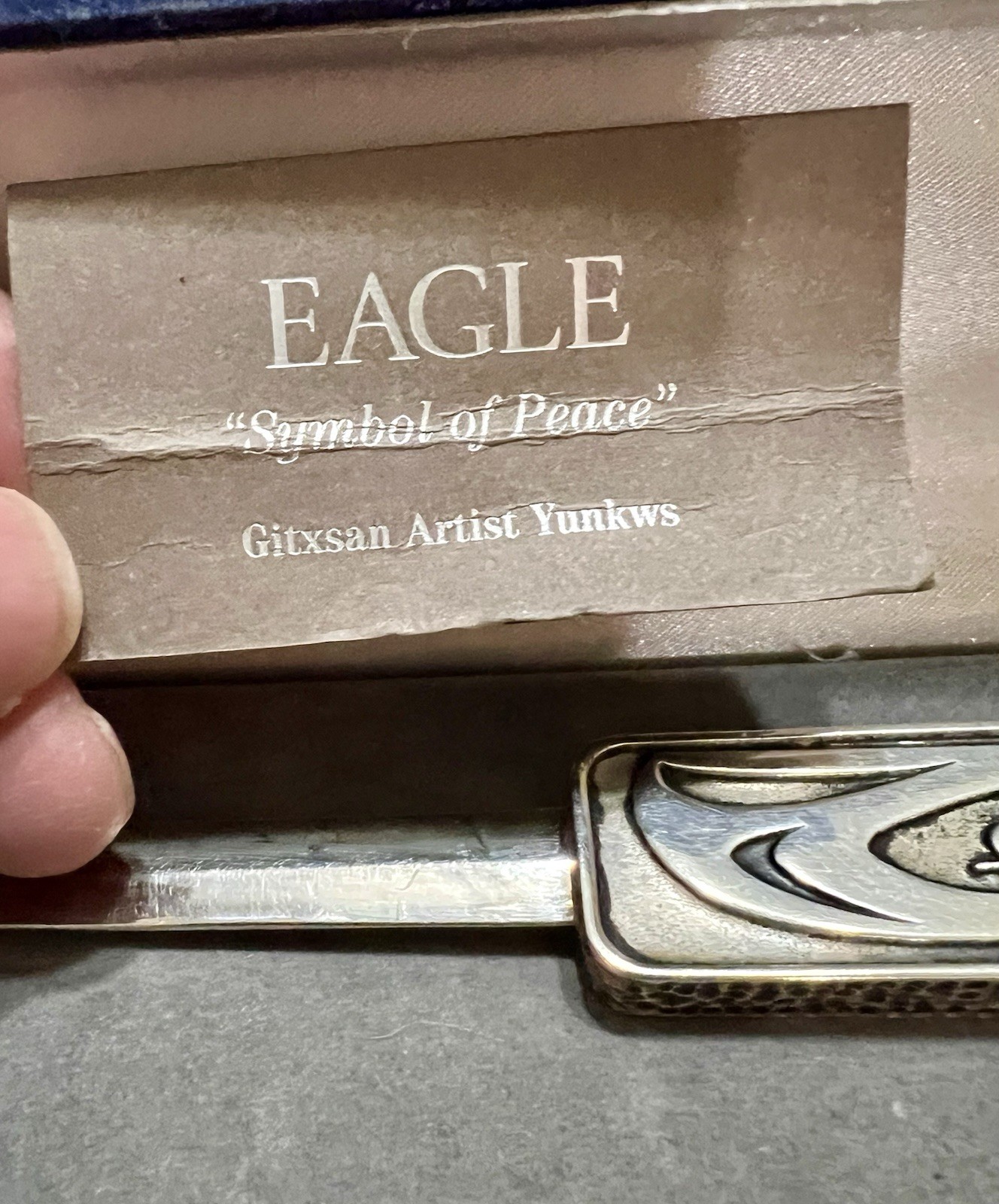 NATIVE AMERICAN GITXSAN Artist DANIEL YUNKWS Silver Metal LETTER OPENER Canada