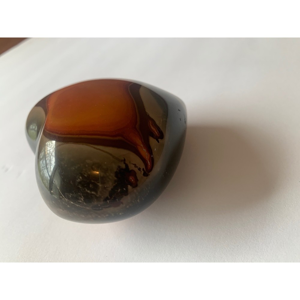 Polychrome Jasper Heart Crystal Polished Bullseye Pattern Desert Jasper Stone
