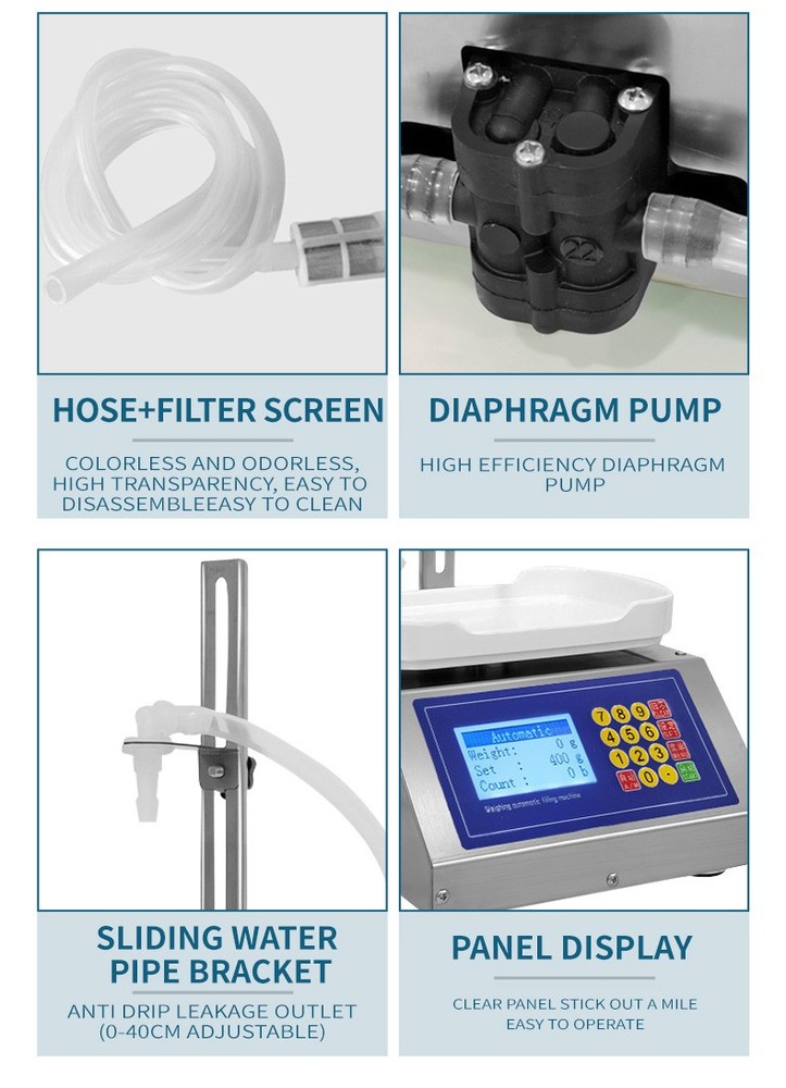 Automatic Liquid Filling Machine Digital Control Bottle Filler Adjustable 3000g