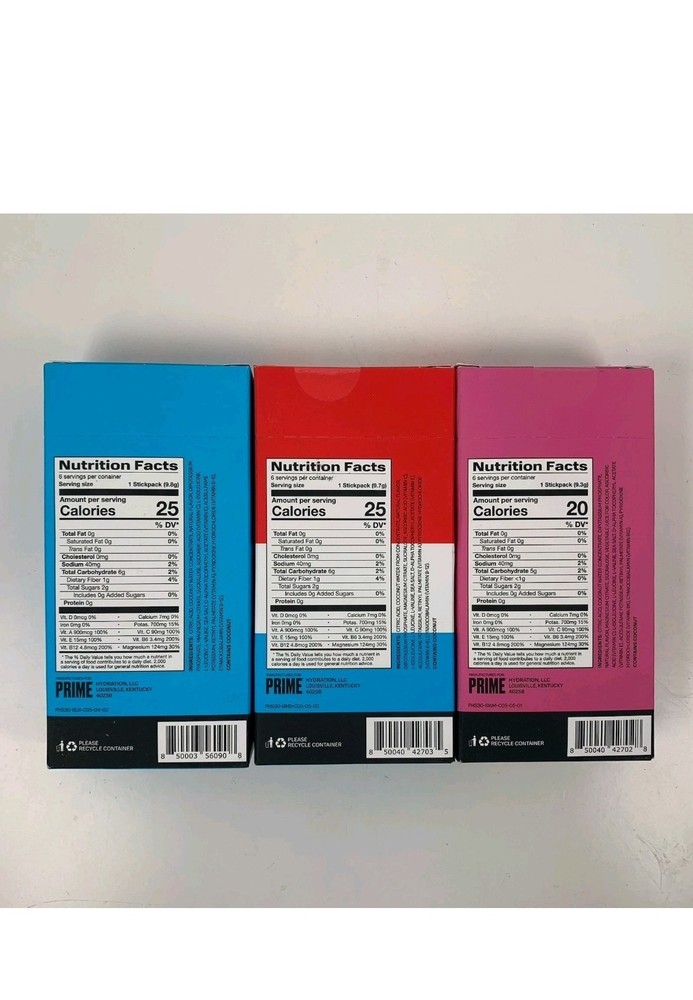 (12) Prime Hydration+ Sticks BLUE RASPBERRY - ICE POP - STRAWBERRY WATERMELON 72