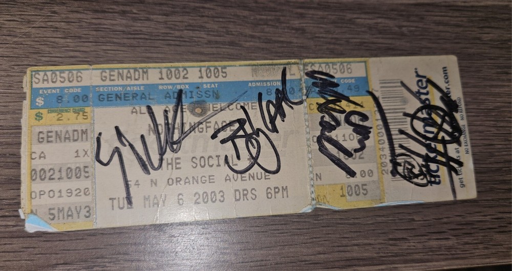 Nothingface SIGNED AUTOGRAPHED Ticket Nu Metal Matt Holt Tom Maxwell - Hellyeah