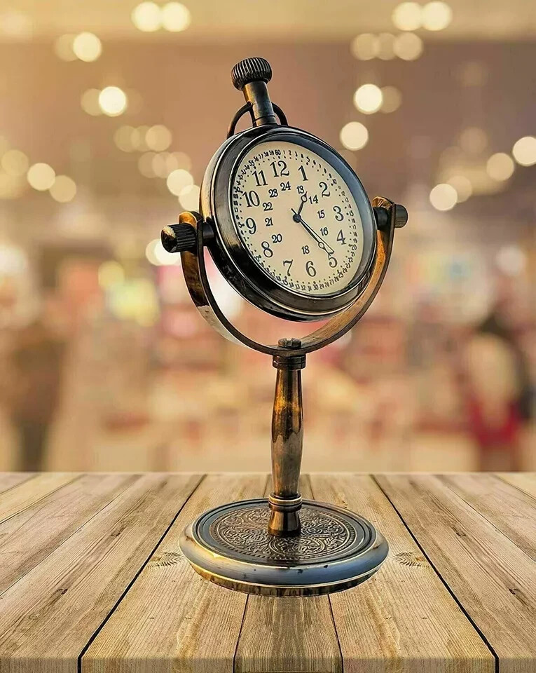 Beautiful Solid Brass Desk Clock Table Clock Antique Nautical Clock