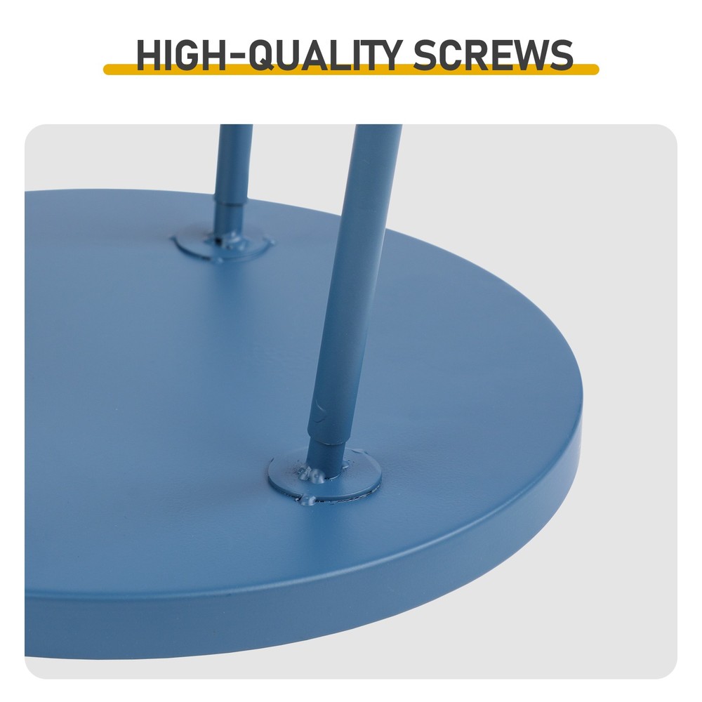 Patio Small Side Table, Round 2 Tier End Table, Metal Round Coffee Table