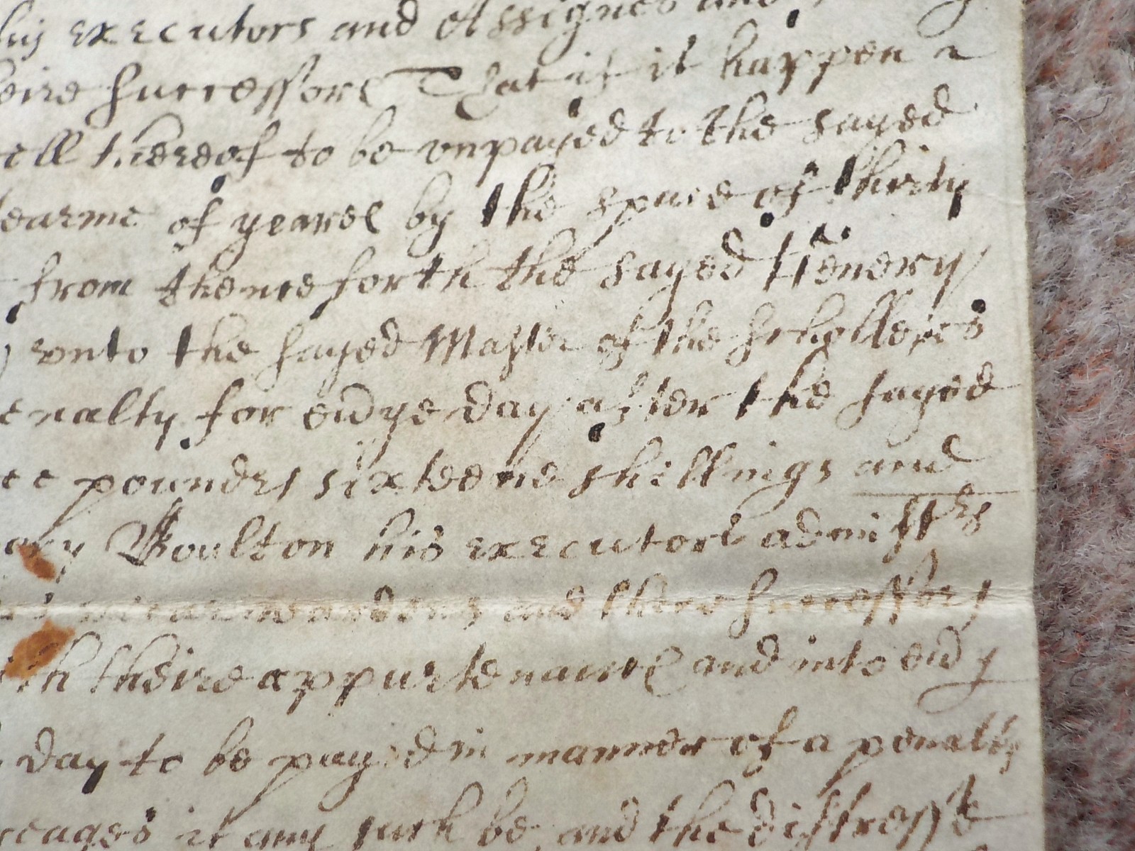 1648 Colmworth Bedfordshire Tideswell Grammar School land Vellum Deed Indenture