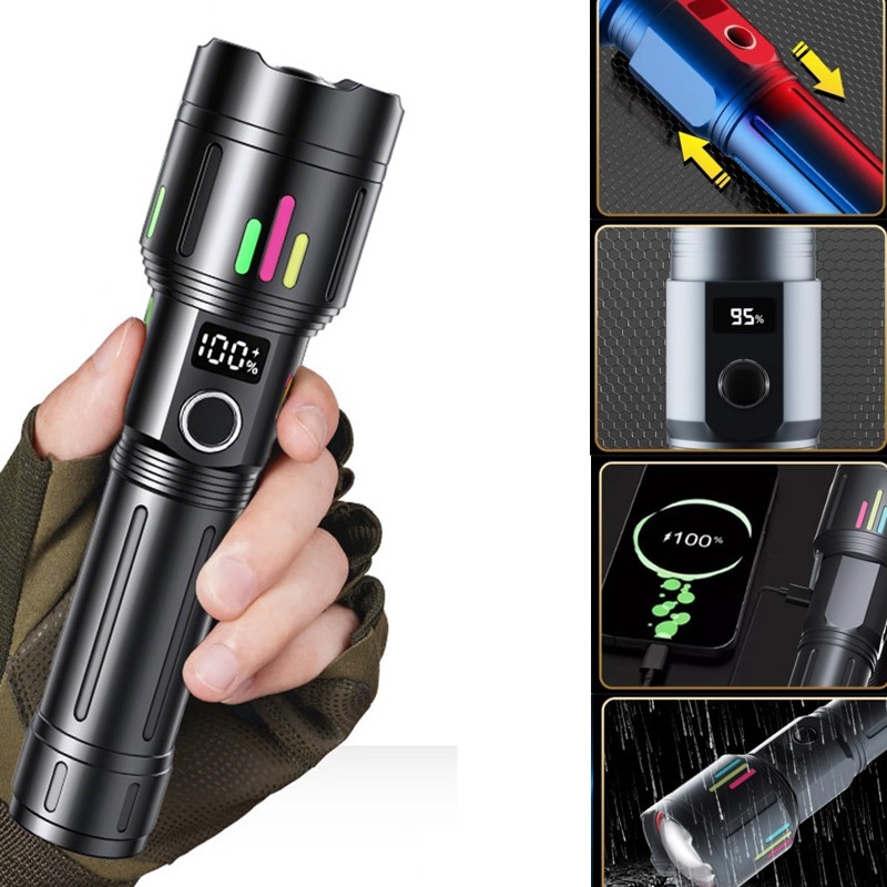 5000000 Lumen LED Tactical Flashlight Rechargeable Super Bright Powerful Torch