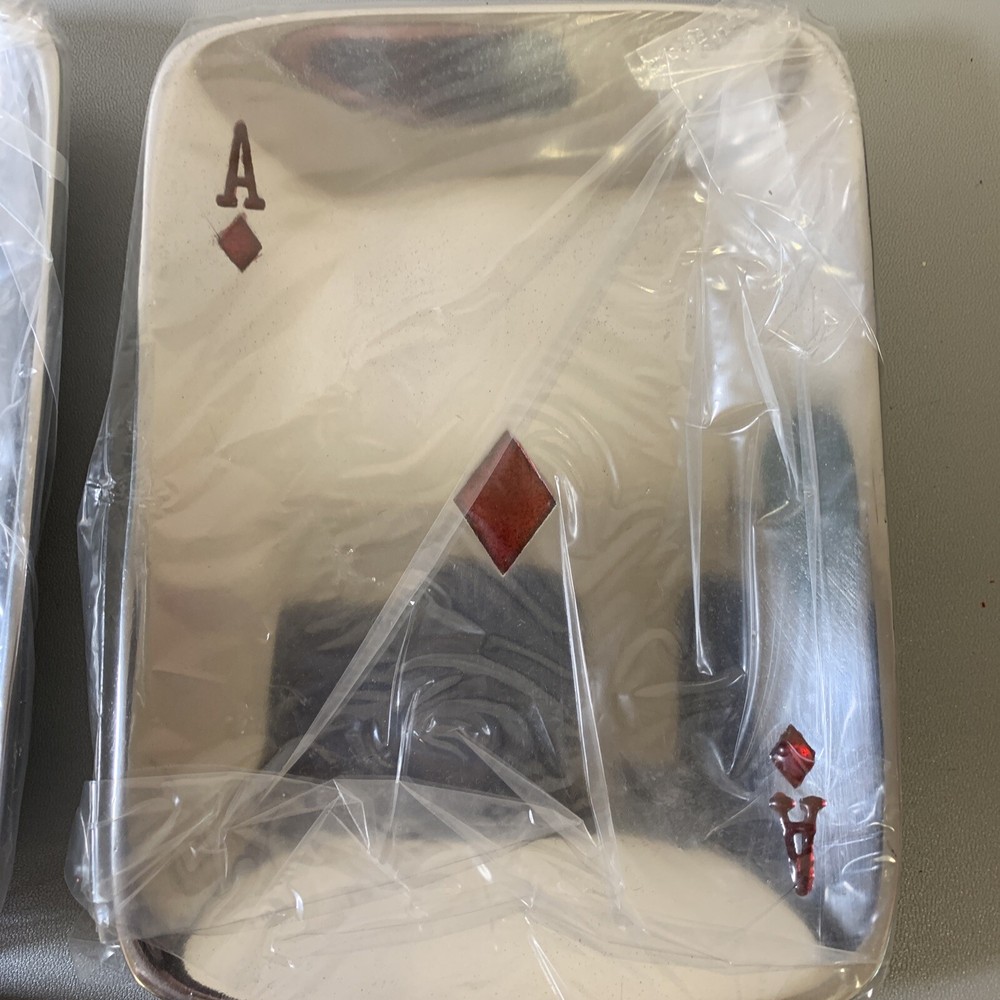 4pc Aces Playing Card Snack Plates Trays IHI India SOLID BRASS IN BOX