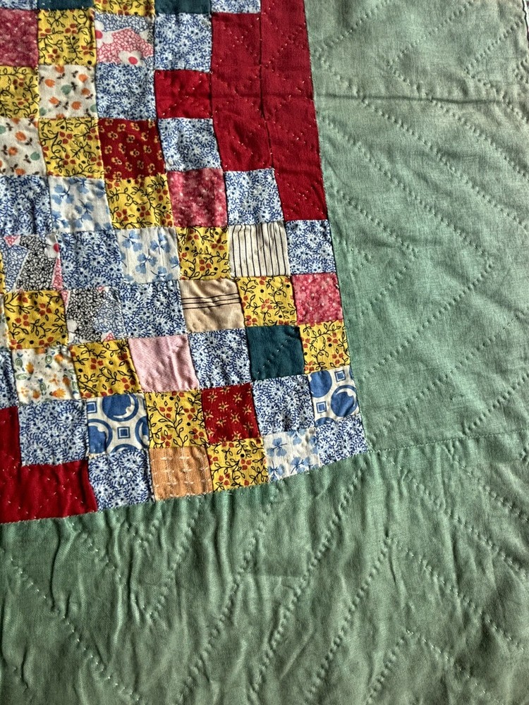 Antique Postage Stamp Quilt 75” X 75”