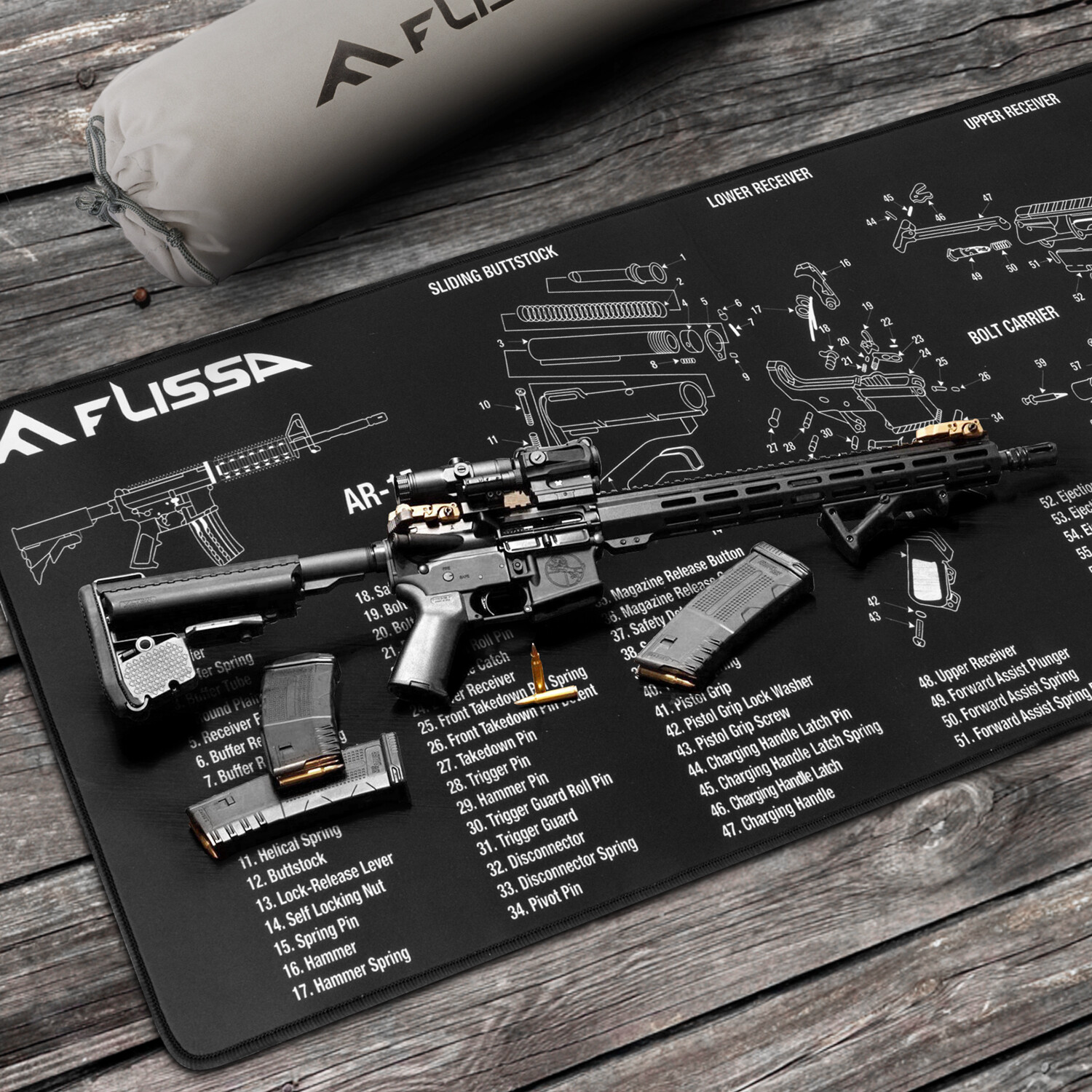 FLISSA 8PC Gun Cleaning Mat Set For Glock AR 12"x36" Gun Cleaning Bench Non-Slip