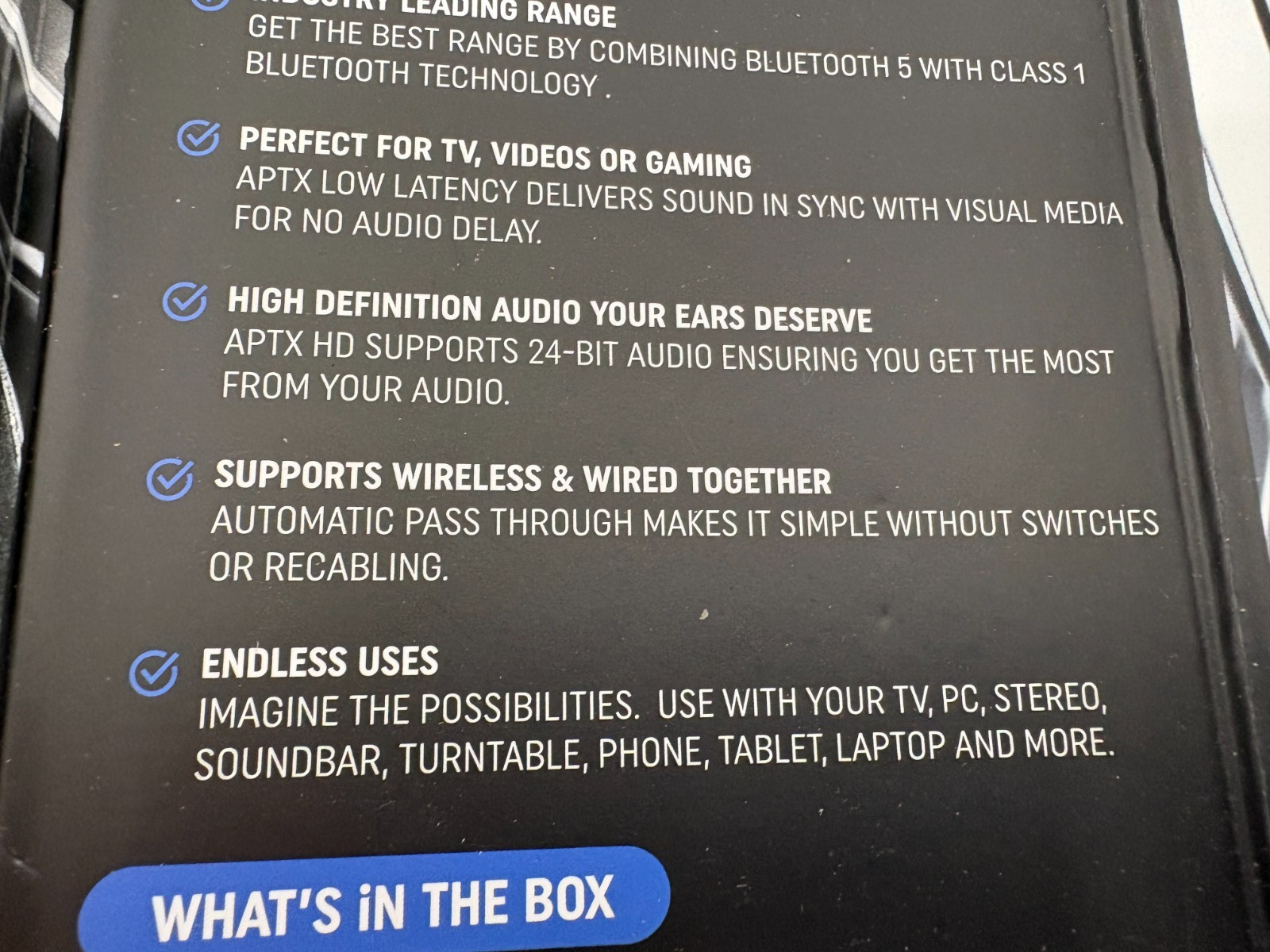 (1) Miccus Home RTX Pro Long Range Wireless Audio Bluetooth APTX - MHRTX-PRO