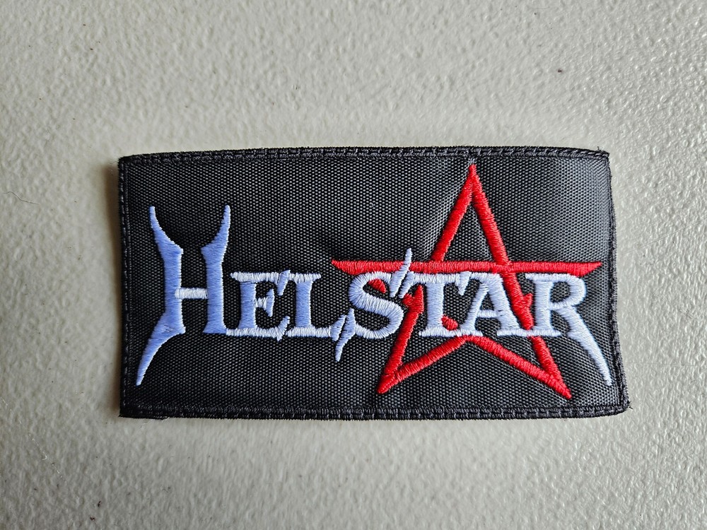 HELSTAR, SEW ON RED AND WHITE EMBROIDERED PATCH