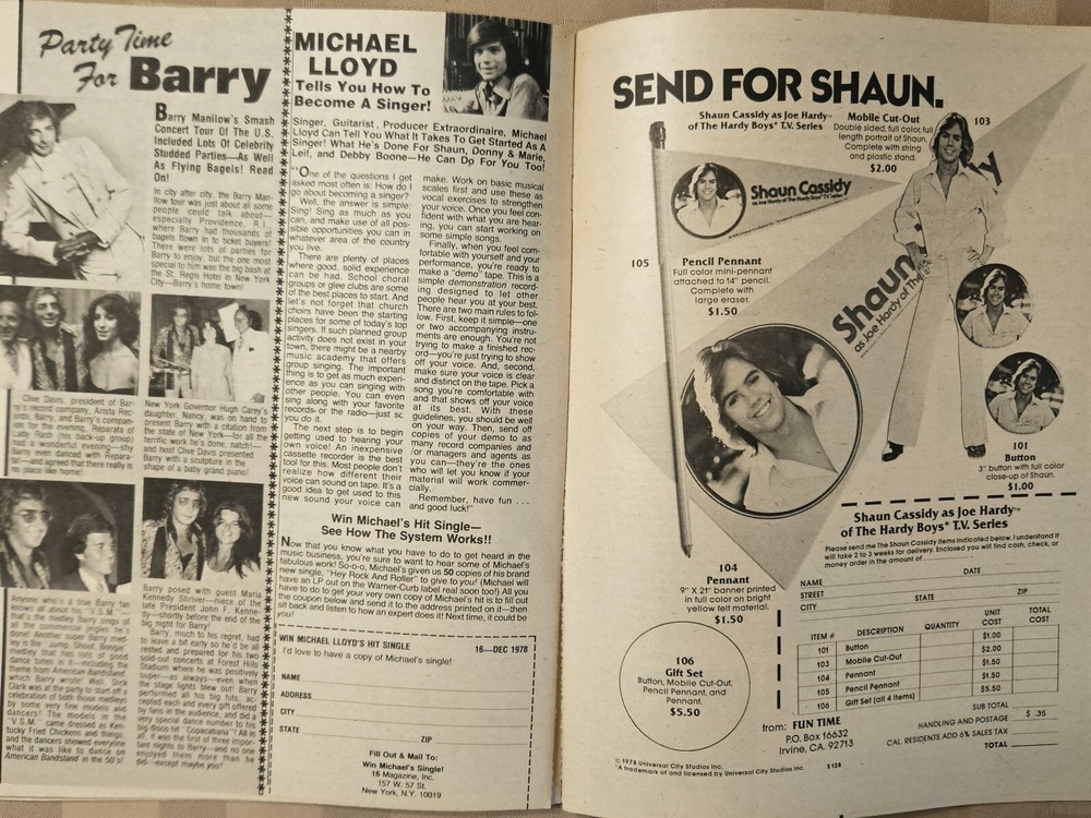 16 Magazine December 1978 KISS, ROLLERS, GARRETT, GIBB