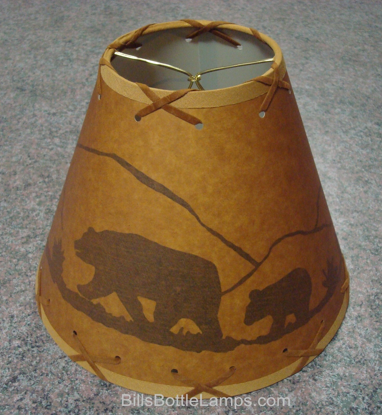 Rustic "Bulb Clip" BEAR Scene Table Desk Light LAMP SHADE Cottage Cabin Decor