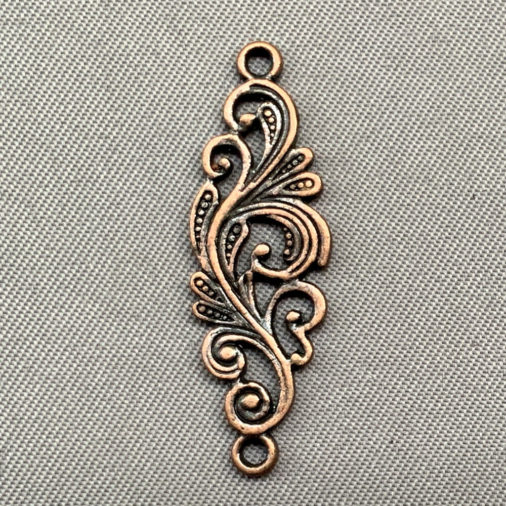 Baroque Scroll Work 2 Loop Links 30x10mm Antique Copper Connectors Q50 Per Pkg