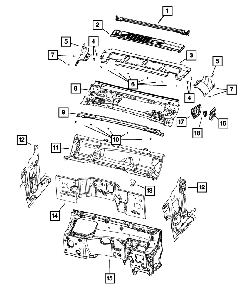 Genuine Mopar Cowl Side Panel Right 68298758AH