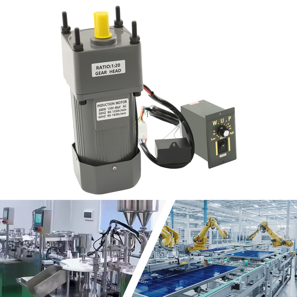 200W AC Gear Motor With Speed Controller Electric Variable Single-Phase 20K 110V