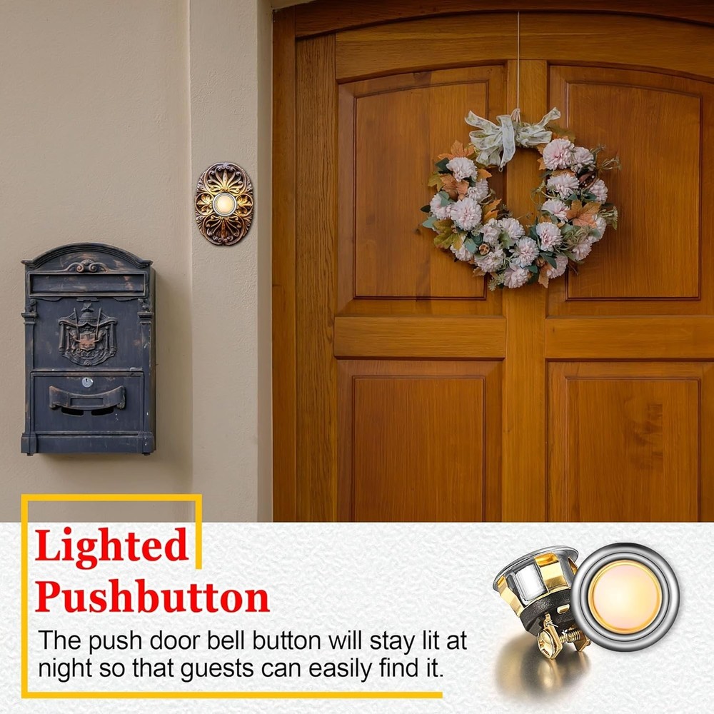 2 Pack Lighted Doorbell Button Replacement, Easy to Install (Silver, Yellow )