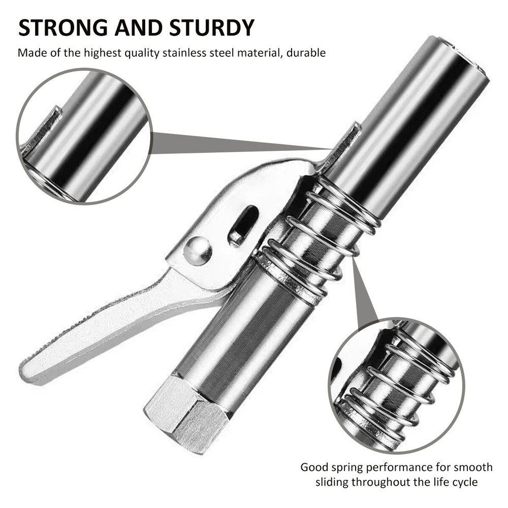 1/8" NPT 10000PSI Grease Gun Coupler Quick Release Locking Grease Nozzle x2