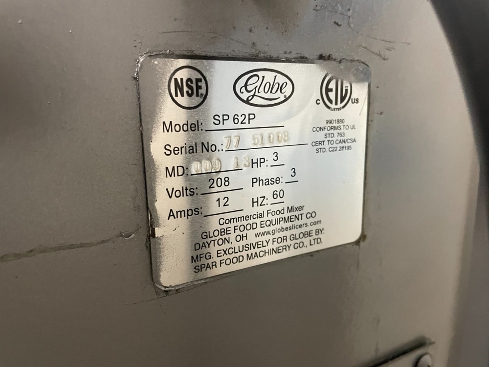 Globe SP62P – 60qt. Planetary Mixer, 208v