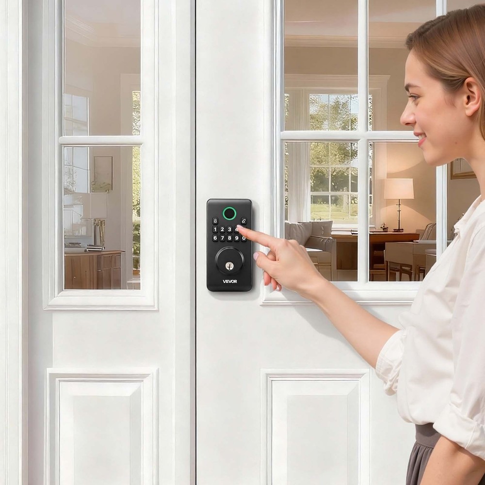 Matte Black Keyless Deadbolt: 100 Codes, Auto Lock, Backlit Keypad, IP55