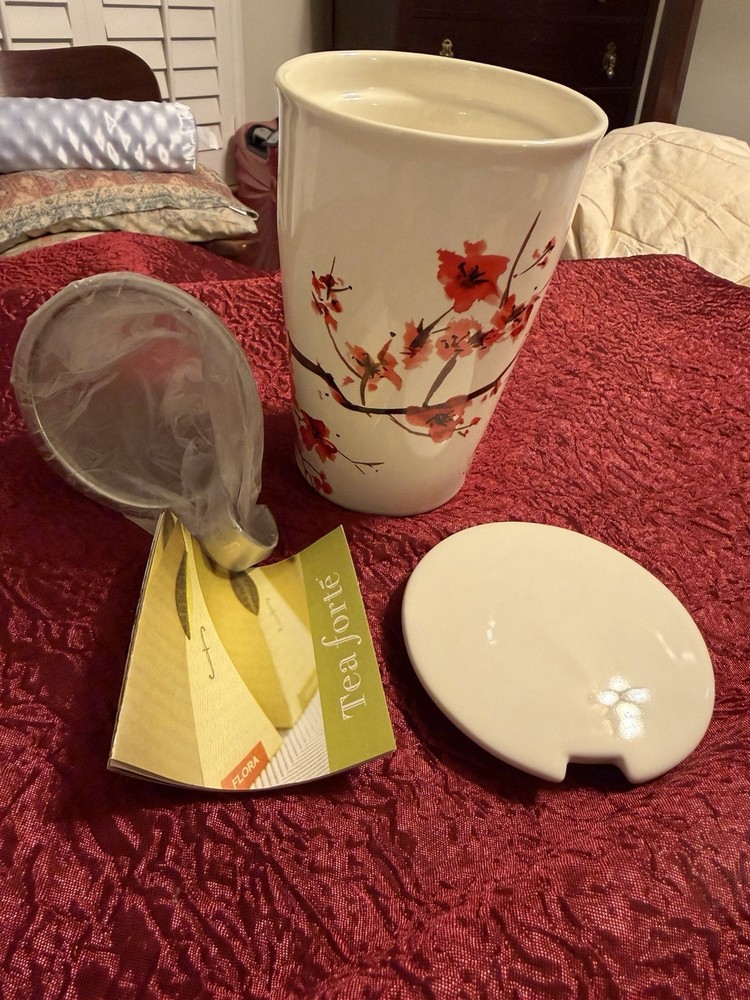 Tea Forte Kati Ceramic Steeping Cup with Infuser Brewing System - New. A 2