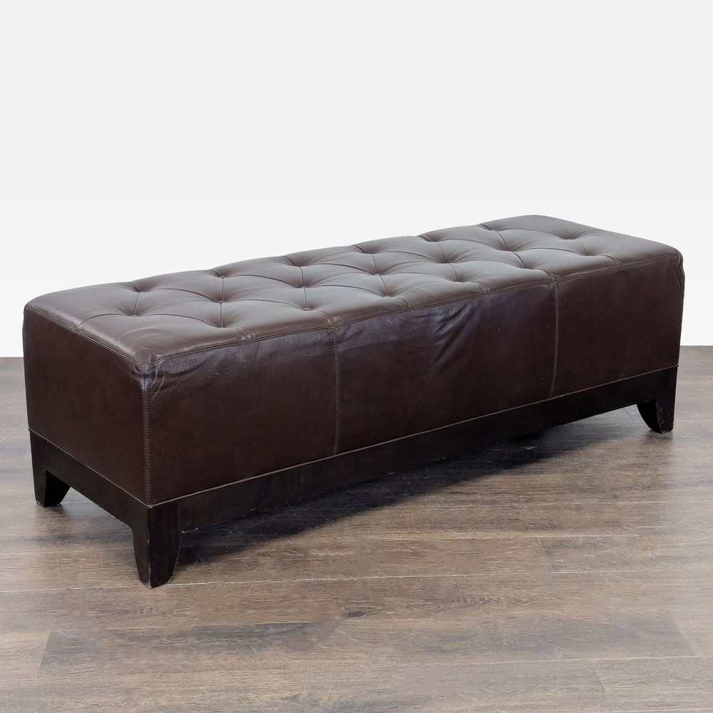 Leather Button Tufted Bench