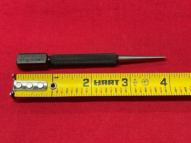 Starrett 800A Nail Set with Square-Head, 4" Length, 1/32" Punch Diameter