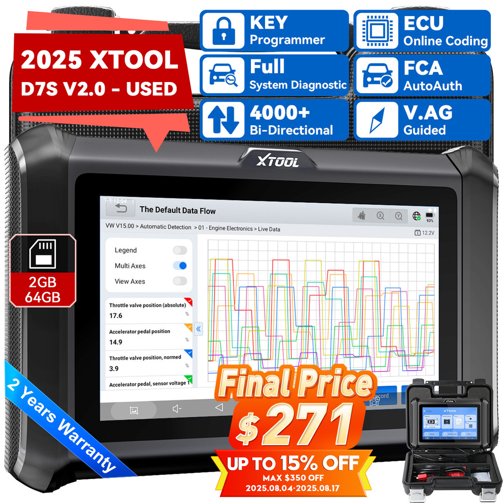 XTOOL D7S V2.0 USED Auto All System Diagnostic Tool Bi-Directional Key Coding