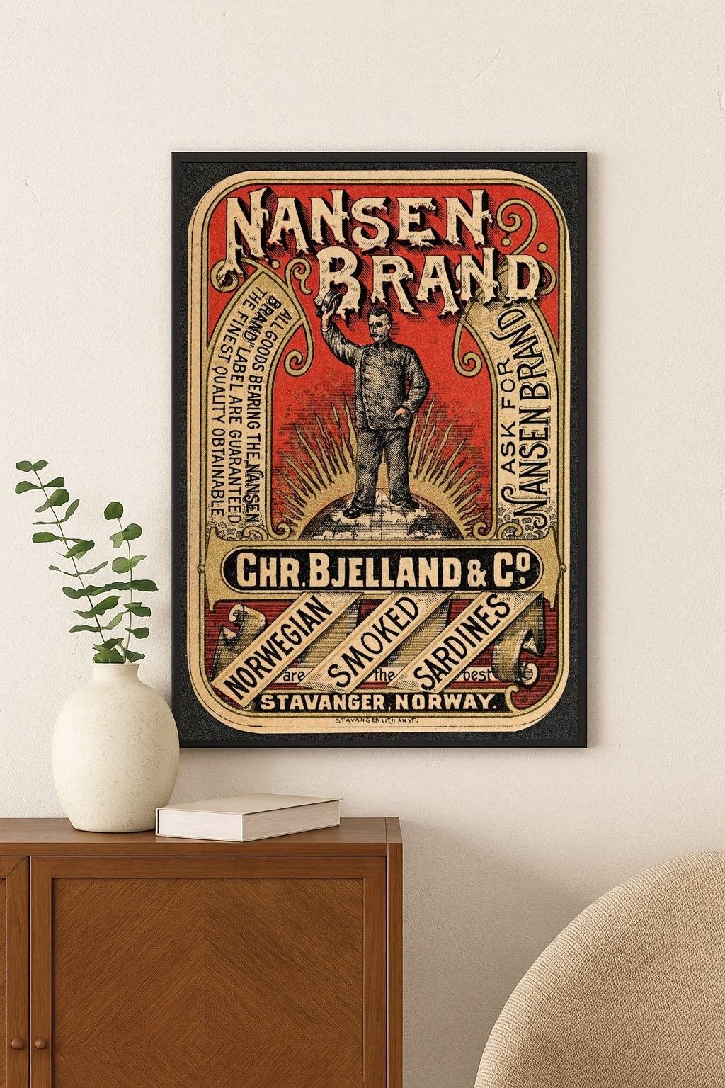 Vintage Nansen Brand Sardines Poster 🐟 - Early 1900s 16x24” - Premium Matte