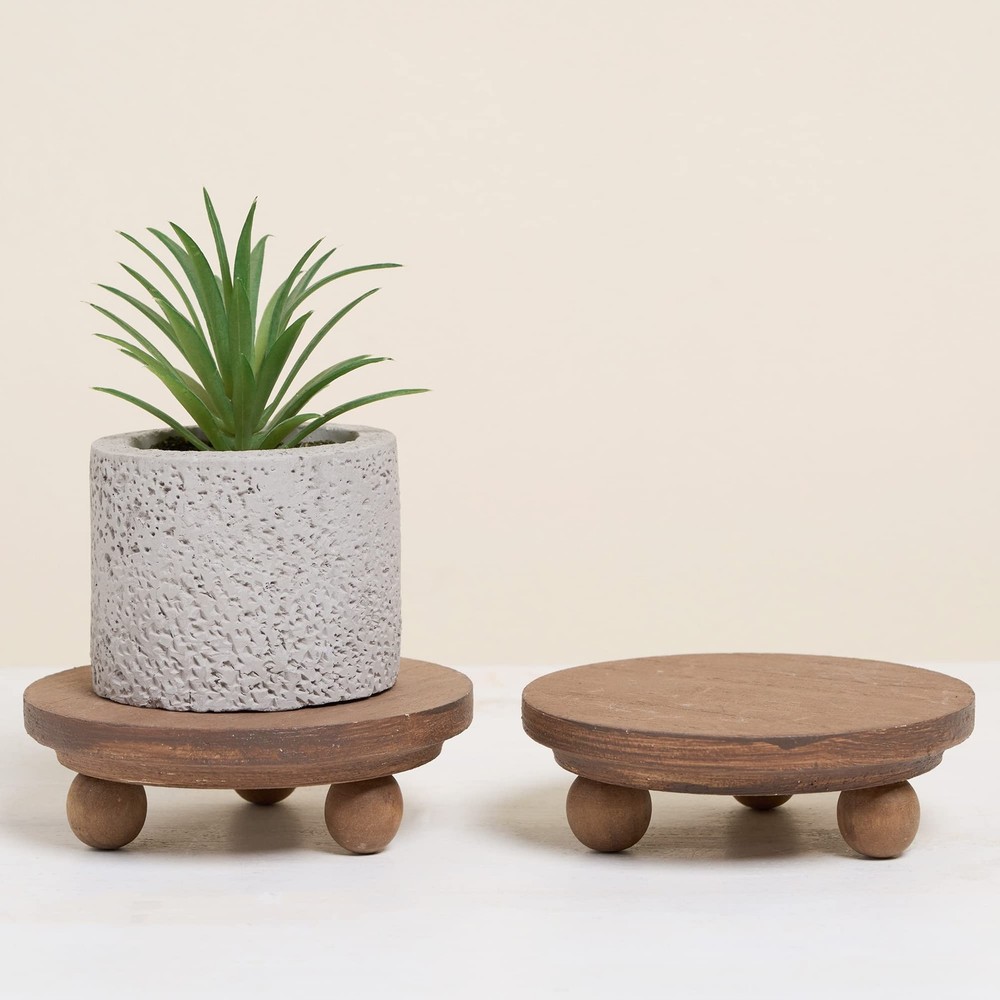 Defined Deco Mini Wood Risers for Display, Small 5"Round Rustic Pedestal Display