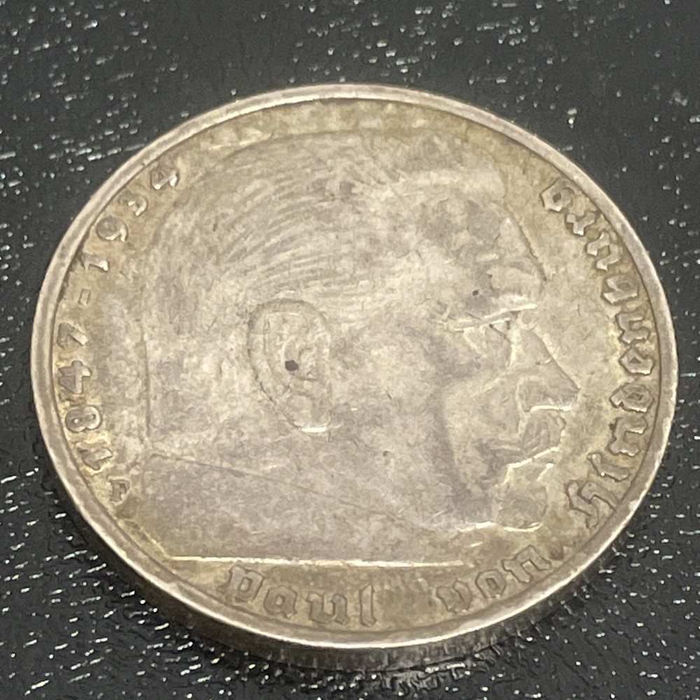 🧭 GERMANY THIRD REICH 5 REICHSMARK 1936f SILVER NICE TONING