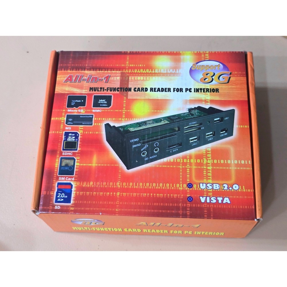 All-in-1 Internal 5.25" PC Card Reader USB 2.0 Hub e-SATA HD Audio Front Panel