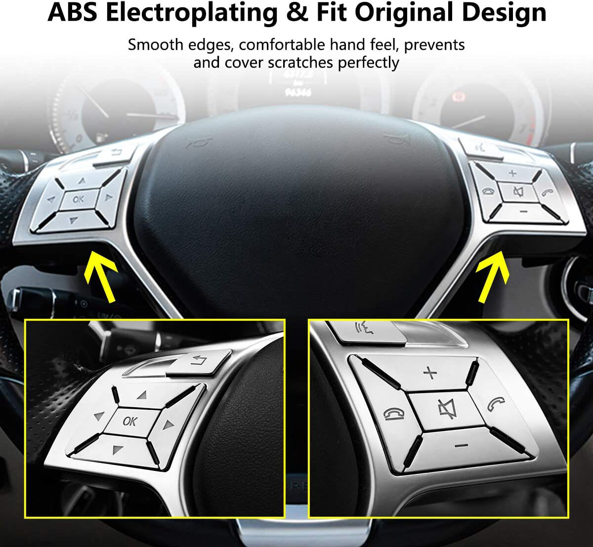 12X Steering Wheel Button Silver Trim For Mercedes Benz E C G Class W204 2012-16