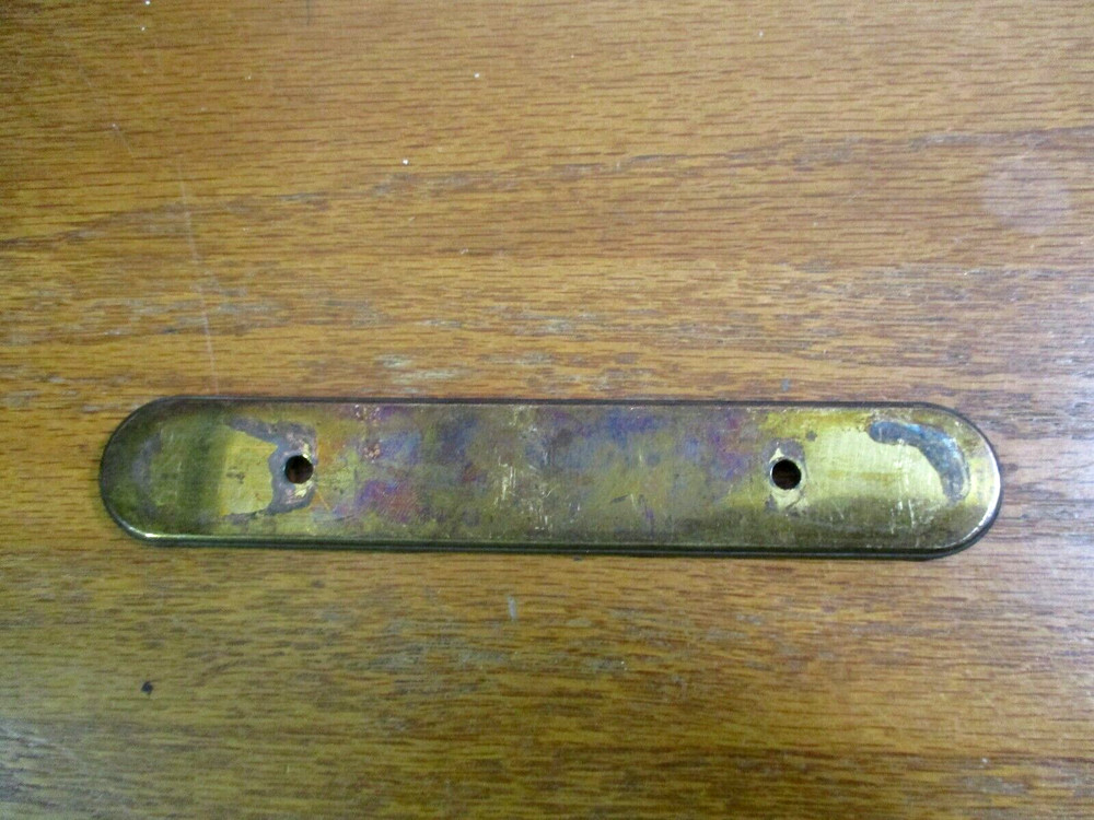 Amerock H6-3871 Aged Tarnished Dark Brass Pull Handle Backplate 3" Centers Vtg