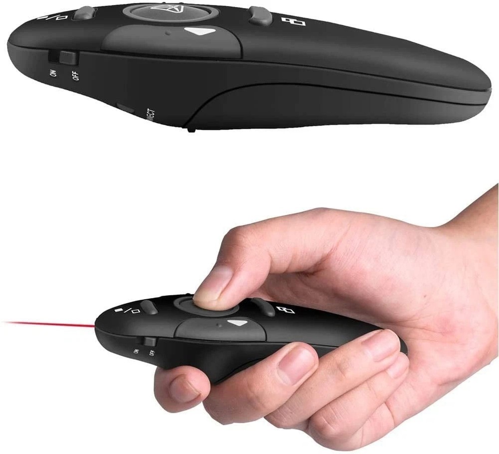 Wireless Presenter Remote with Red Laser, USB Plug & Play Clicker