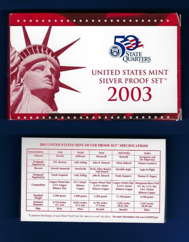 2003 Silver Proof ERROR COA  and Box ONLY-NO COINS - Box/ERROR COA