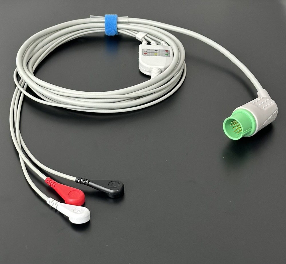 Spacelabs Direct-Connect 3 Lead Snap ECG Cable Compatible  - Same Day Shipping