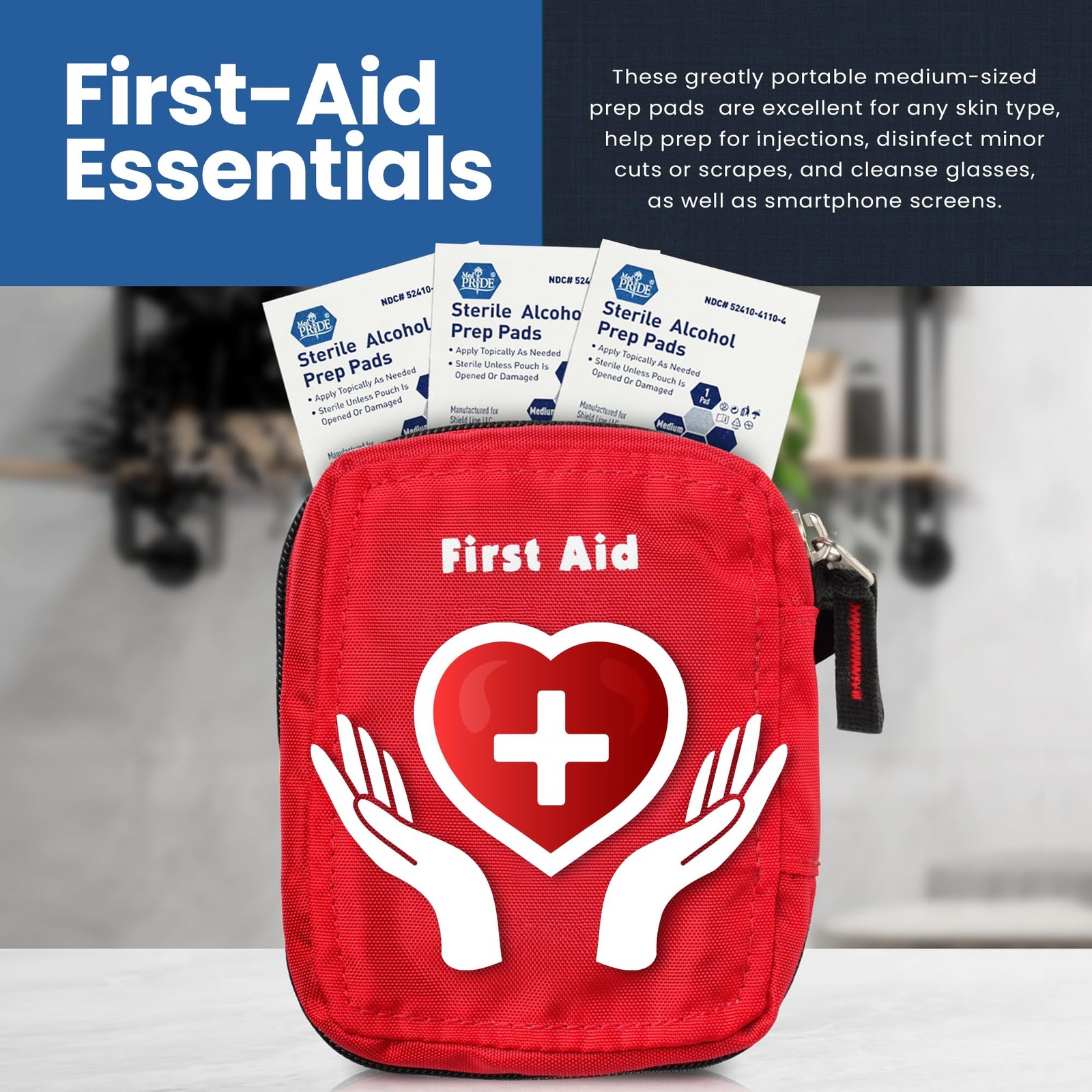 MED PRIDE Sterile Alcohol Prep Pads, Antiseptic, 200 Count (Pack of 1), White